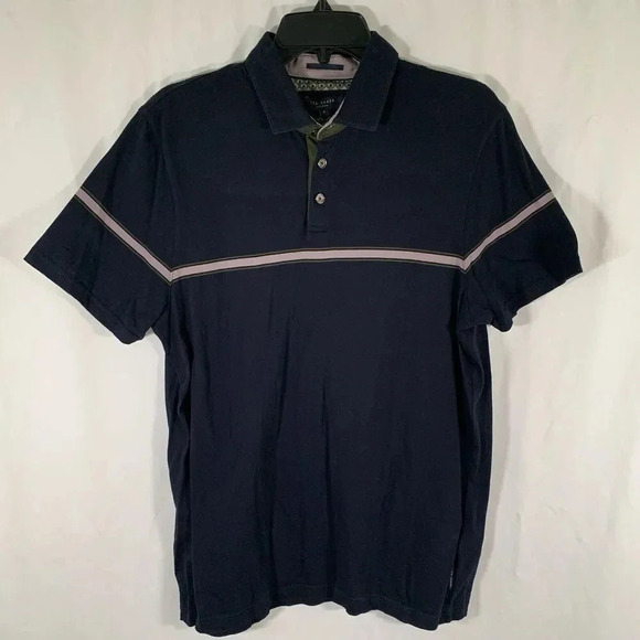 Ted Baker Other - Ted Baker Polo Shirt Men's 4 Black Grey Short Sleeve 1/4 Button 100% Cotton